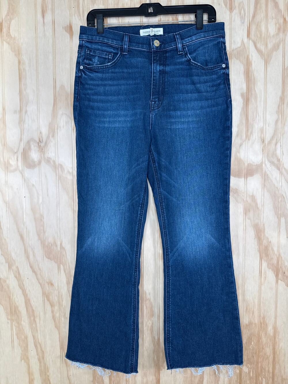 Current/Elliott Wide Leg Crop Jeans Raw Frayed Hem High Rise Size 30